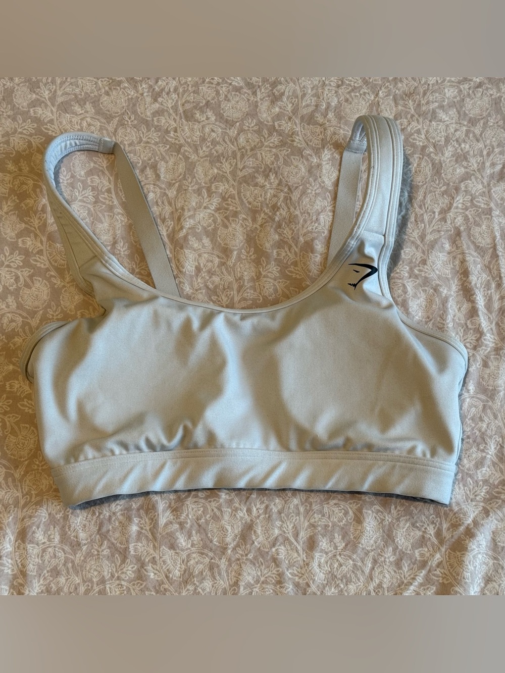 Gymshark White Scoop Sports Bra with Logo